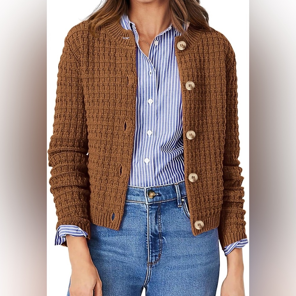 Brown Textured Women's Sweater